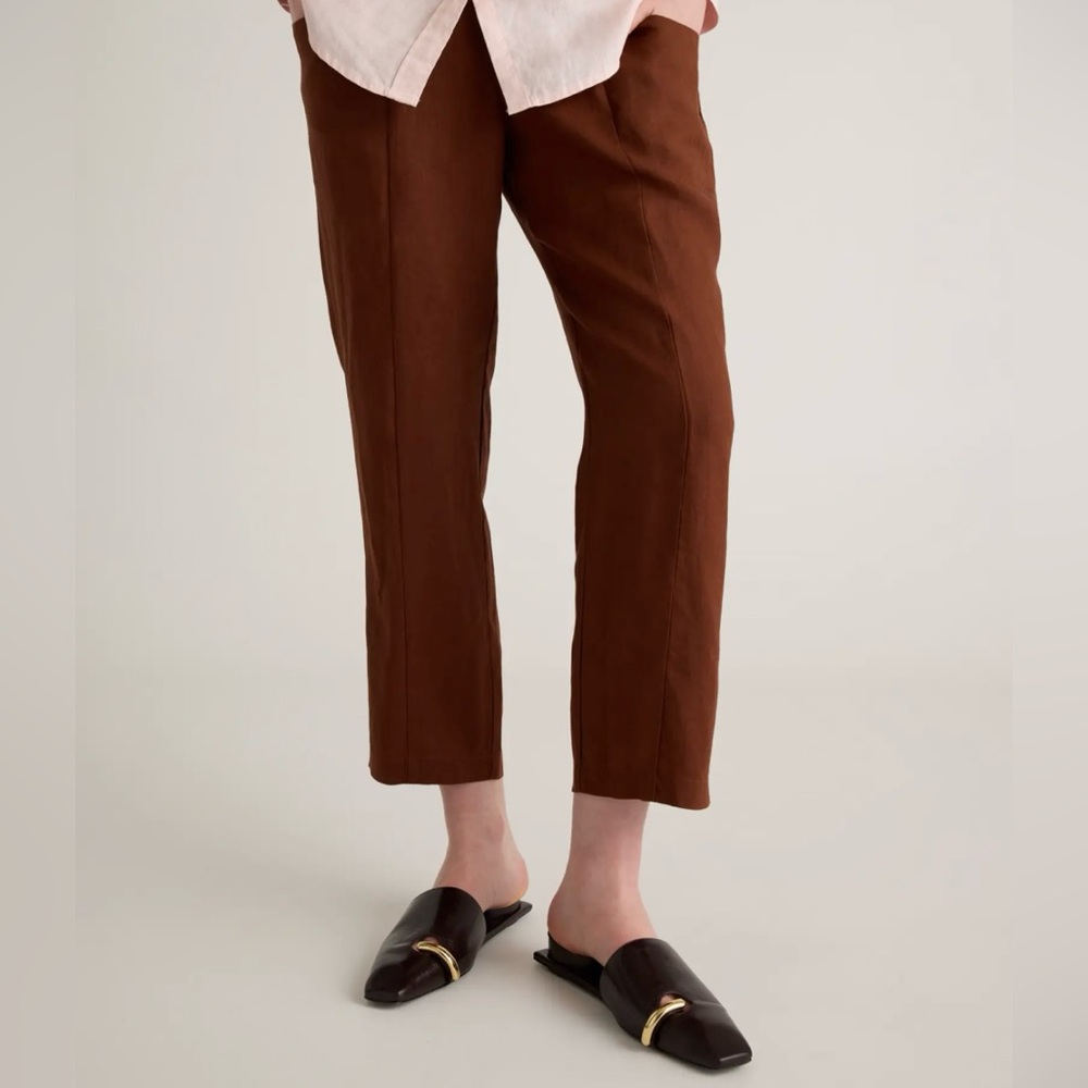 SOLD: Quince Tapered Linen Pants | Brown Linen Pants | Cropped Ankle Pants